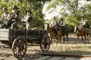 Pierce Brosnan, James Parks, Matthew Posey, Walter Scott, Shane Graham, and Sean Alan Stone in The Son (2017)