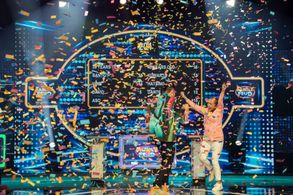 Adriana Agcaoili and Dingdong Dantes in Family Feud Philippines (2022)