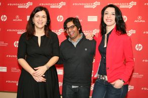 Sudeep Sharma, Tinatin Gurchiani, and Tamar Gurchiani at an event for The Machine Which Makes Everything Disappear (2012