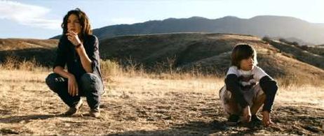 Actors Michelle Monaghan and Jimmy Bennett on set of James Mottern's drama TRUCKER