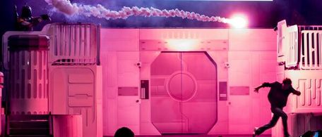 JAT Dodging a blast from Boba Fett on stage at Disney's Star Wars Weekends!