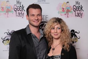 Christian Magdu with screenwriter Christin Magdu at the Beverly Hills Red Carpet Event for Comikaze 2011