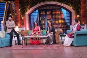 Shilpa Shetty Kundra, Anurag Basu, Kapil Sharma, and Geeta Kapoor in The Kapil Sharma Show (2016)