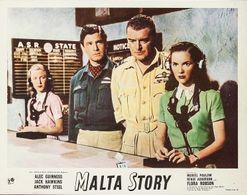 Jack Hawkins, Muriel Pavlow, and Anthony Steel in Malta Story (1953)