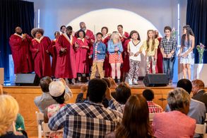 Jackie Richardson, Melissa Kadas, Aadin Church, Braelyn Rankins, and Ava Ro in Take Note (2022)