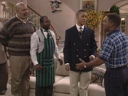 Alfonso Ribeiro, James Avery, Craig Kirkwood, and Joseph Marcell in The Fresh Prince of Bel-Air (1990)