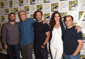 Carlton Cuse, Josh Holloway, Peter Jacobson, Sarah Wayne Callies, and Ryan J. Condal at an event for Colony (2016)