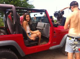 Lisa Solberg on set filming Brett Kissel`s music video Airwaves