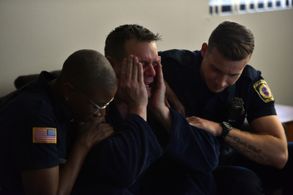 Peter Krause, Aisha Hinds, and Oliver Stark in 9-1-1 (2018)