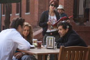 Actors Kuno Becker and Alexa Vega with director Angel Gracia on the set of From Prada to Nada