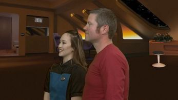 Bryan Kreutz and Lili Fox-Lim in A Captain's Log (2021)