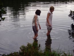 Holly (Bridie) and Aimee Patmore (Lorna) on set of My Place, 2009