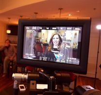 Shooting a film trailer.