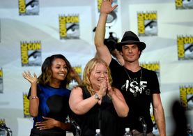 Kat Graham, Julie Plec, and Ian Somerhalder at an event for The Vampire Diaries (2009)
