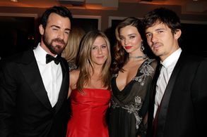 Jennifer Aniston, Orlando Bloom, Justin Theroux, and Miranda Kerr