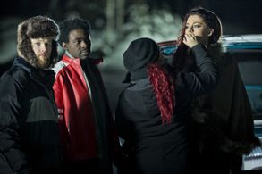 Joonas Makkonen, Orwi Manny Ameh, Hanna Puolakka and Mia Ehrnrooth at the filming of Bunny the Killer Thing (Jan 2014).