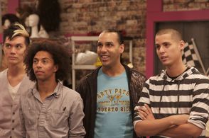 D.J. 'Shangela' Pierce, Alexis Mateo, Manila Luzon, and Carmen Carrera in RuPaul's Drag Race (2009)