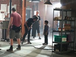 Isaiah on set of Spiderman: Color Shock Slinger