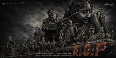 Sanjay Dutt, Prakash Raj, Easwari Rao, Raveena Tandon, Malavika Avinash, Yash, and Srinidhi Shetty in K.G.F: Chapter 2 (