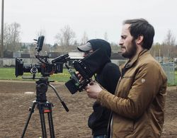 Micah Knapp and Cameron Currier behind the scenes