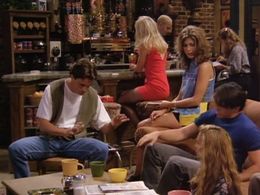 Jennifer Aniston, Lisa Kudrow, Matt LeBlanc, Matthew Perry, Kim Gillingham, and James Michael Tyler in Friends (1994)