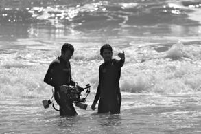 Producer Josh Howard (left) and Director Kyle Thompson (right) on set of SWIM