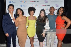 LOS ANGELES, CALIFORNIA - APRIL 06: (L-R) Christopher Benitez, Priscilla Bawicia, Angela Fairley, Shayna Spielman, Joshu