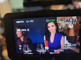 Producer Brenda Mejia on set 