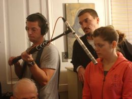 Matt Adamitus, Armand Diab and Hannah Phelps, on the set of 