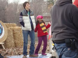 Kiara and Hutch Dano on the set of 