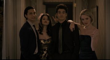 Olivia Reis, Selena Gomez, Julian Cihi, and Aaron Dominguez in Only Murders in the Building (2021)