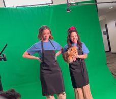 Britt Baron, Vered Blonstein, and Zivi behind the scenes of Cafe Ziggy