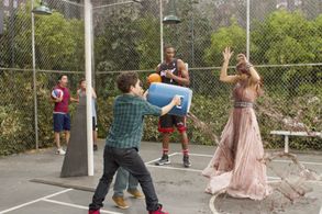 Chris Bosh, Cameron Boyce, Debby Ryan, and Karan Brar in Jessie (2011)