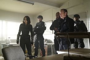 Henry Simmons, Clark Gregg, Maximilian Osinski, and Chloe Bennet in Agents of S.H.I.E.L.D. (2013)