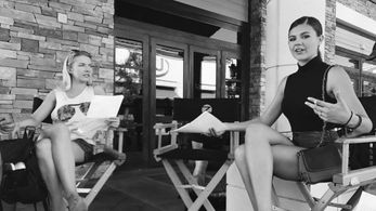 Amber Frank and Elise Luthman on the set of Party Mom