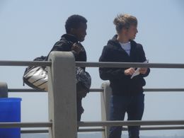 Edwin Gagiano and Junior Miya on the set of Snakepark