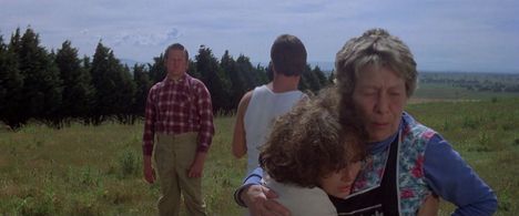 Mel Gibson, Max Fairchild, Sheila Florance, and Joanne Samuel in Mad Max (1979)