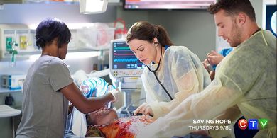 Erica Durance, Peter Mooney, and Allison Wilson-Forbes - Saving Hope Season 4