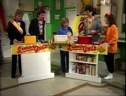 Kim Goody, Sandi Toksvig, Nick Staverson, Clive Carter, and Ian Cross in No 73 (1982)