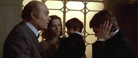 Laura Antonelli, Turi Ferro, Massimiliano Filoni, and Alessandro Momo in Malicious (1973)