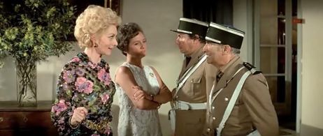 Louis de Funès, Michel Galabru, Claude Gensac, and Nicole Vervil in The Gendarme Takes Off (1970)