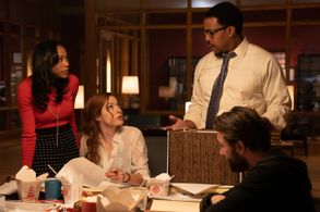 Russell Hornsby, Vincent Kartheiser, Rachelle Lefevre, and Nikki M. James in Proven Innocent (2019)