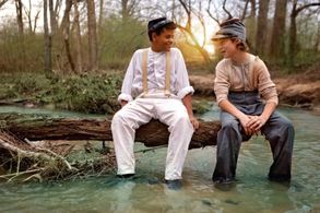 The Boy and Gabriel (played by Caleb Baumann)-Shenandoah at Serenbe Playhouse