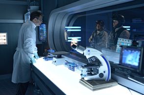 Billy Campbell, Jordan Hayes, and Christian Jadah in Helix (2014)