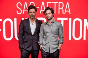 John Stamos and Penn Badgley at an event for You (2018)