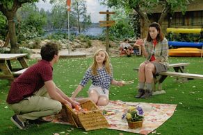 Mary Scheer, Peyton List, and Kevin Quinn in Bunk'd (2015)