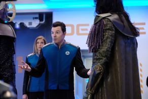 J. Paul Boehmer, Seth MacFarlane, Derek Mears, and Adrianne Palicki in The Orville (2017)