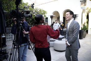 The Narrator of Love Island USA Matthew Hoffman, arrives at the Love Island Reunion in West Hollywood CA. on October 18t