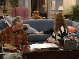 Andrea Elson, Paul Fusco, and Max Wright in ALF (1986)