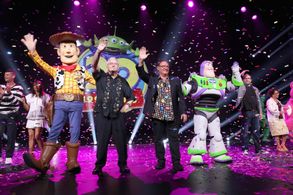 John Lasseter, Randy Newman, Rashida Jones, Will McCormack, Galyn Susman, and Josh Cooley